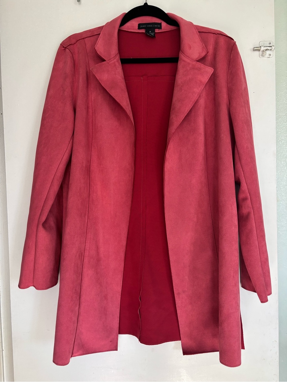 Joan Vass Rose Pink Open-Front Trench Coat